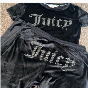 Juicy Couture Black Velour Rhinestone Set